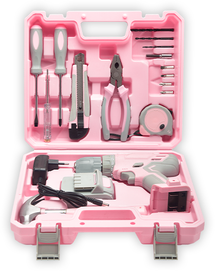 Parafusadeira Rosa Britânia 15 acessórios 2 em 1 BPFE12R - Loja