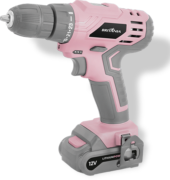 Parafusadeira Rosa Britânia 15 acessórios 2 em 1 BPFE12R - Loja